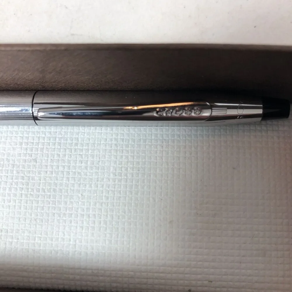 Cross Roller Ball Point Pen Style Stylo Bille Chrome Metallic Silver‎ E1